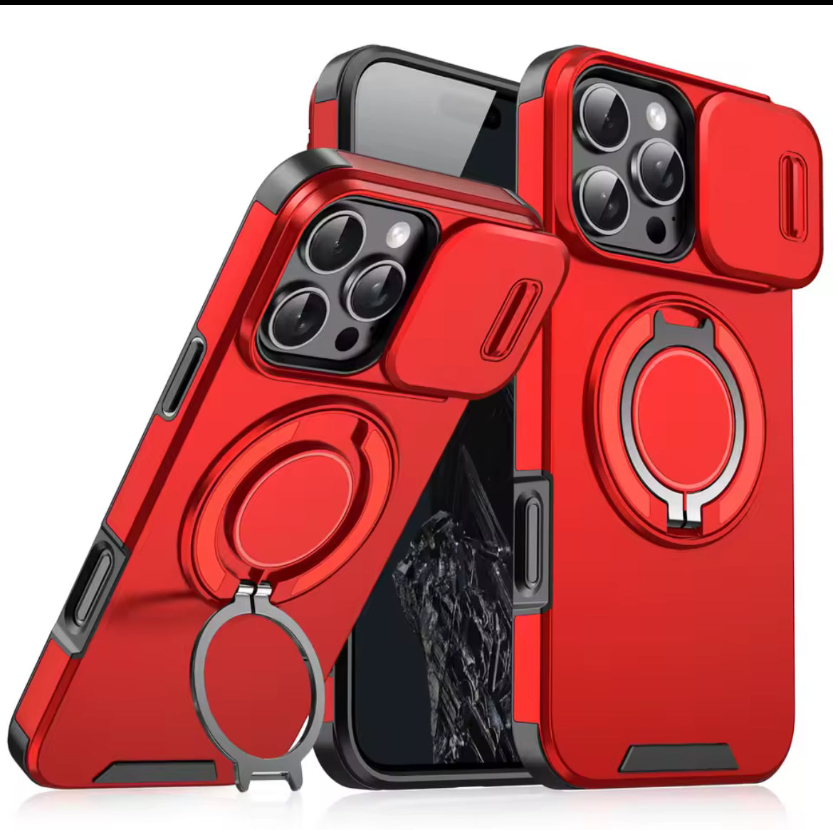 (seecatchy)Shockproof iPhone Case with Sliding Camera Cover & Stand (iPhone 13–17 Pro Max)
