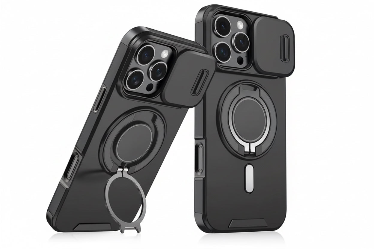 (seecatchy)Shockproof iPhone Case with Sliding Camera Cover & Stand (iPhone 13–17 Pro Max)